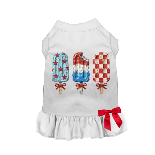 The “Star-Spangled Sweet Treat” Dog Dress (Available in White & Red)
