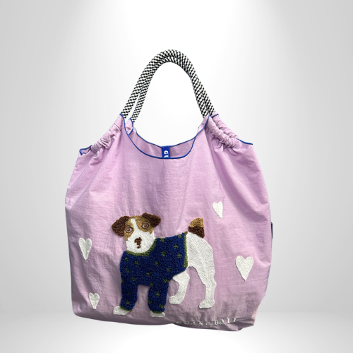 Women's Large Nylon Vintage Dog Classic Square String Handbag