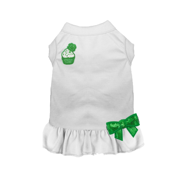 Shamrock Cupcake Dog Dress with Sequin Bow