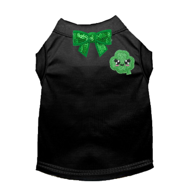 Smiling Clover Dog Tee with Sequin Bow