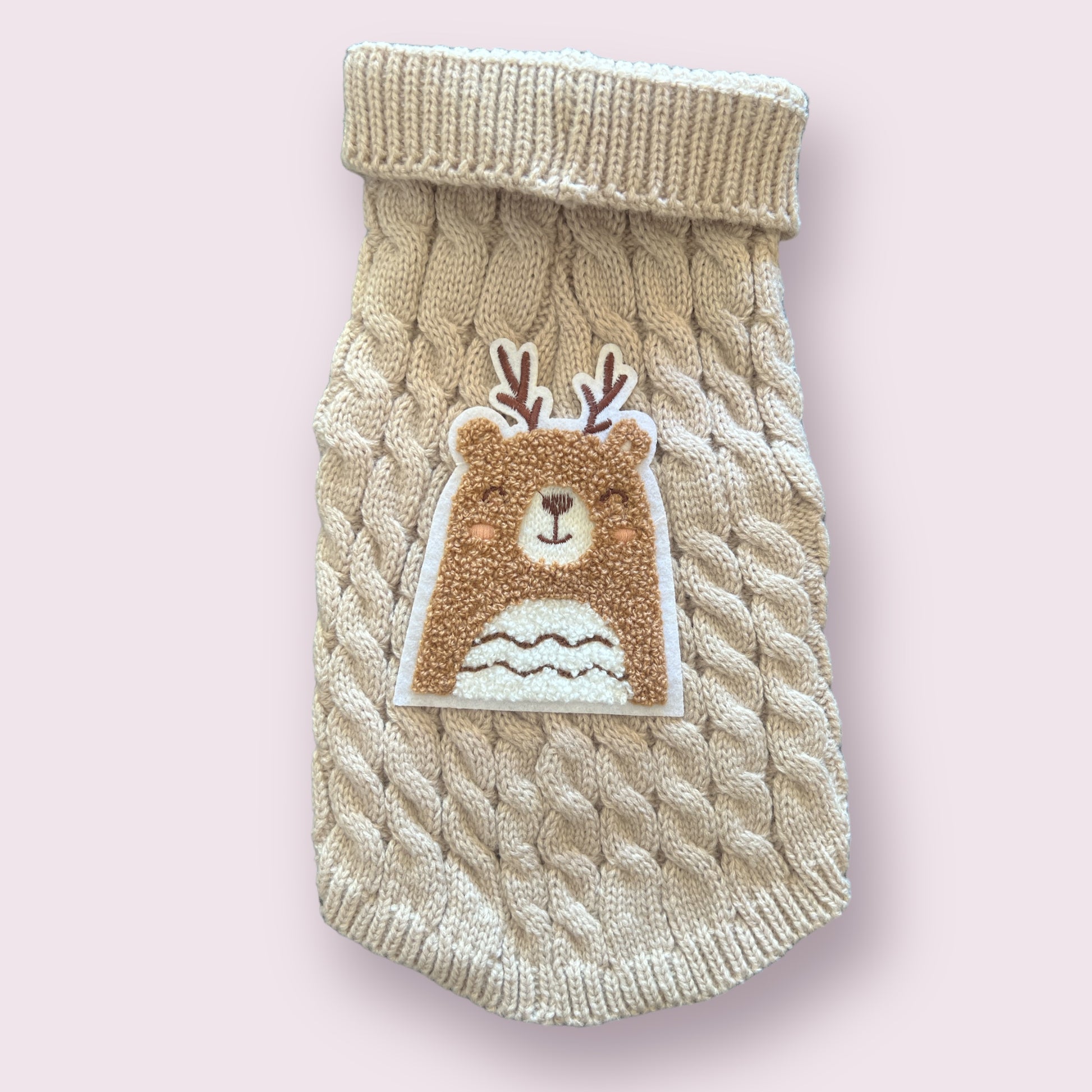 Antler Bear Knit Sweater- Dog Sweater