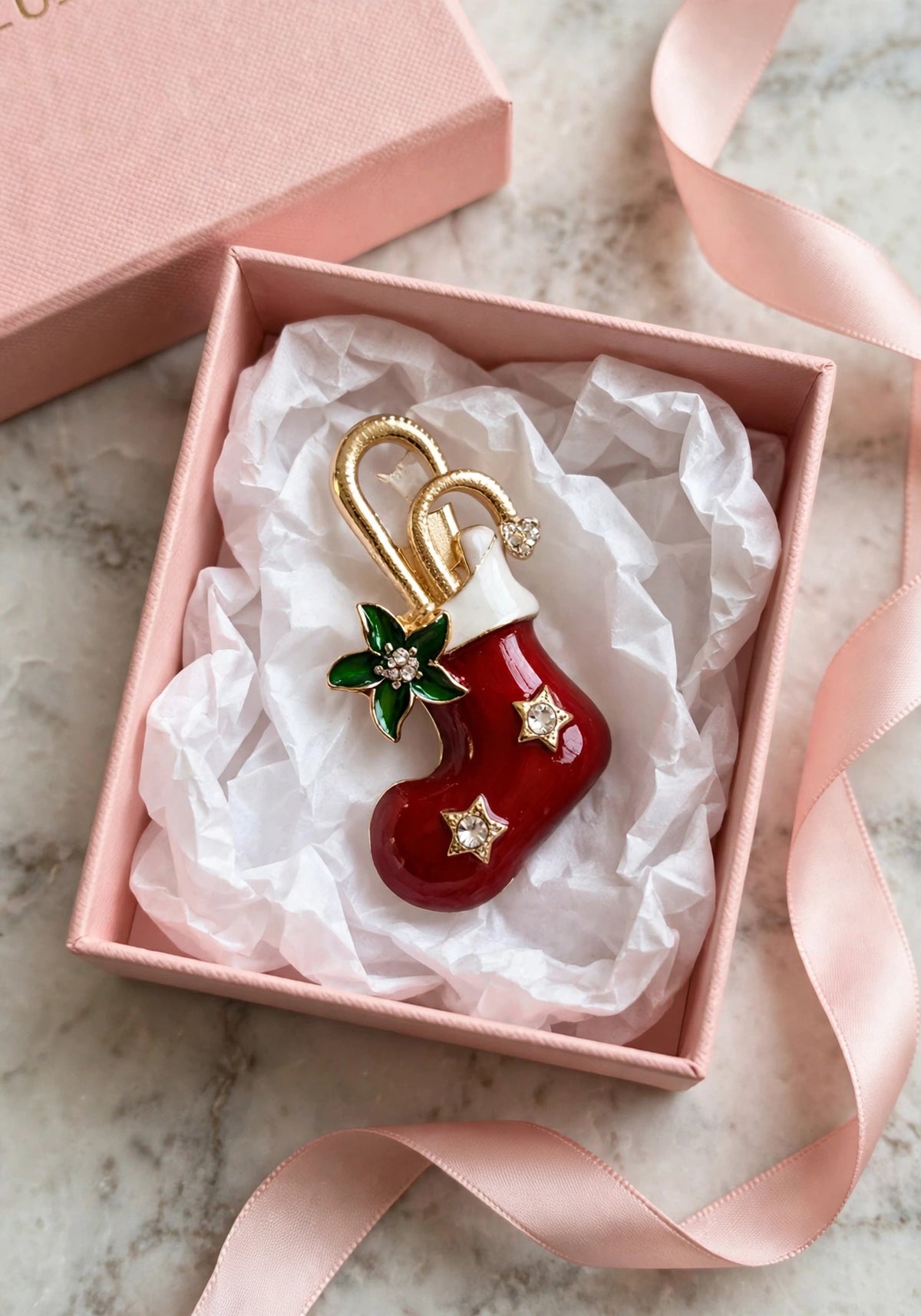 Stocking charm in a gift box