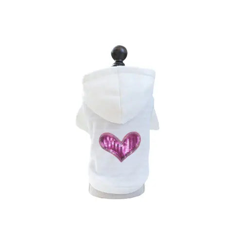Sequin Heart Lightweight Hoodie- Dog Hoodie
