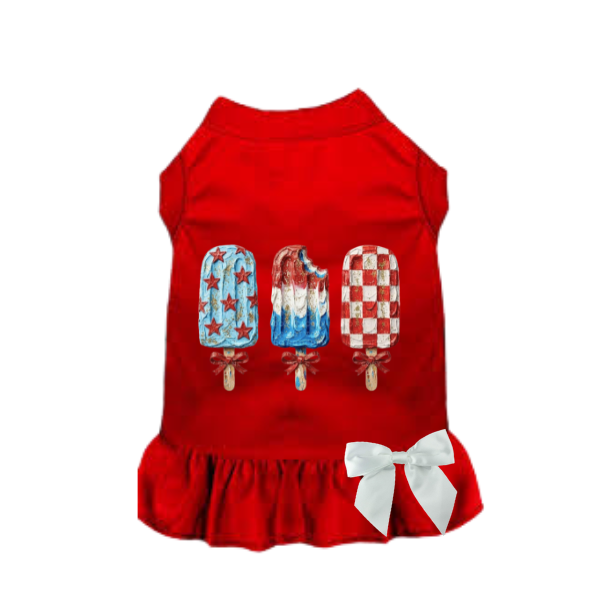 The “Star-Spangled Sweet Treat” Dog Dress (Available in White & Red)