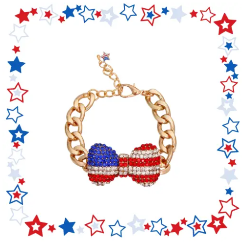 My Patriotic Bow Dog Necklace