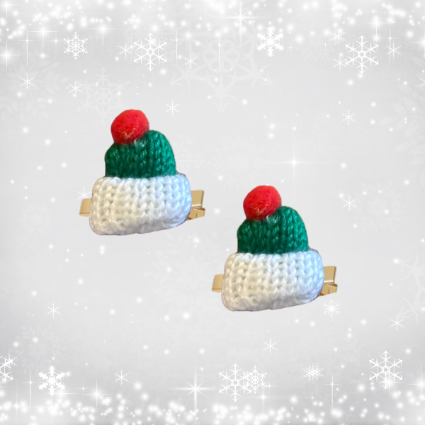 Festive Knit Pom-Pup Barrette
