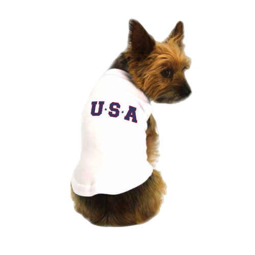 Star-Spangled Pup Tee – White USA Dog Shirt