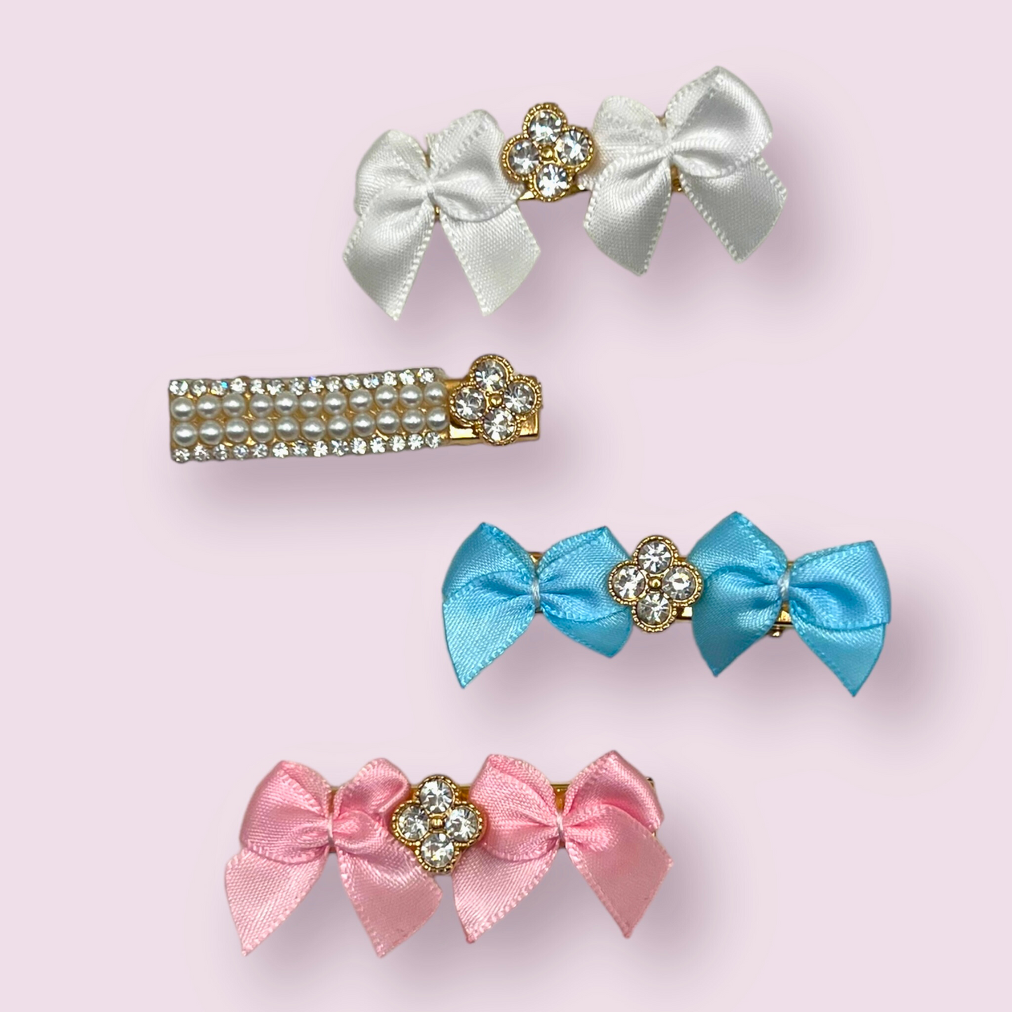 Crystal and Pearl Fleur Dog Hair Clips