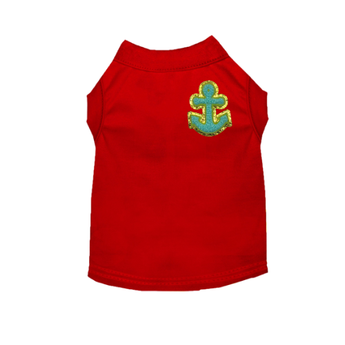 Chenille Embroidered Anchor Dog Shirt