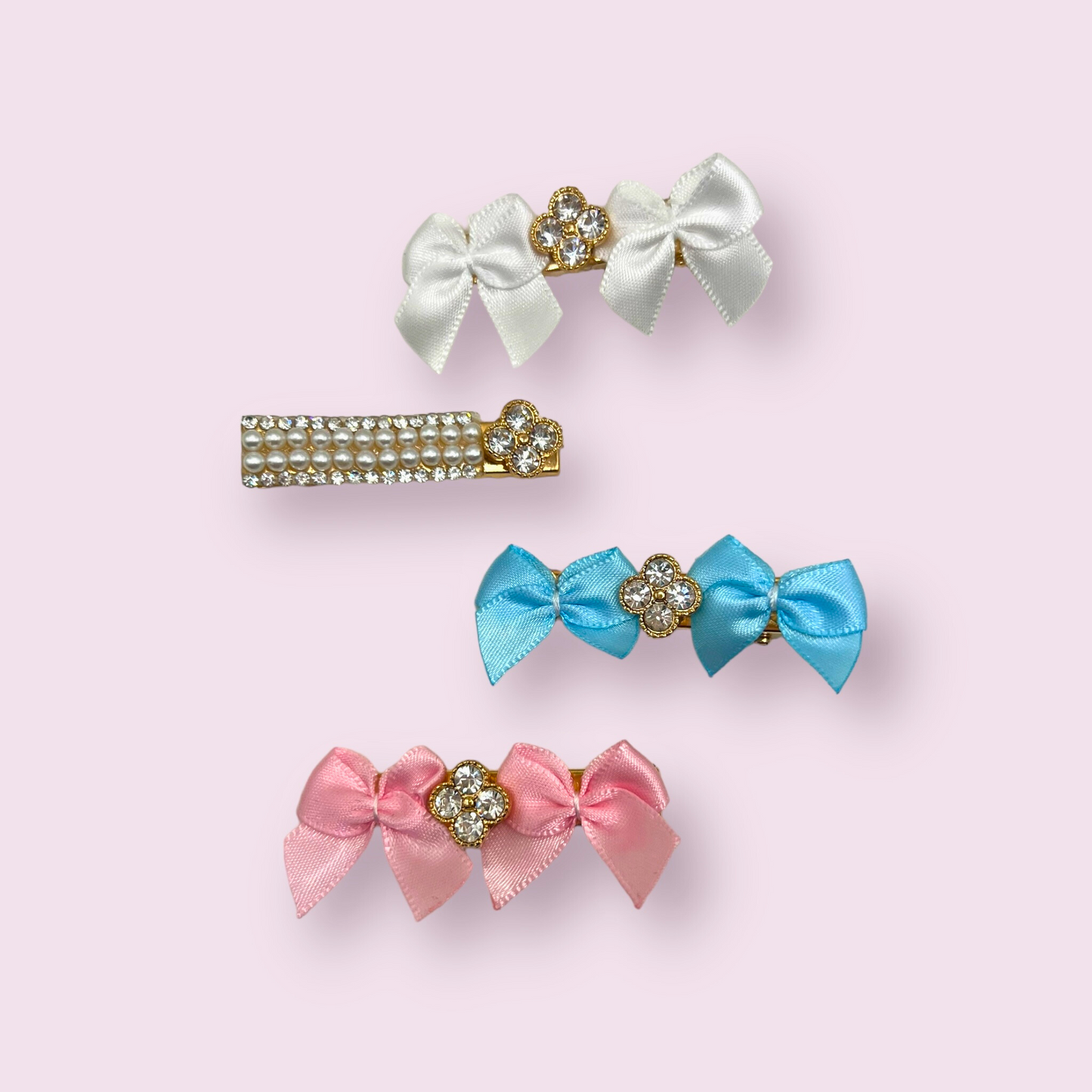 Crystal and Pearl Fleur Dog Hair Clips