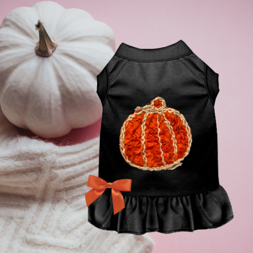Chiffon Rose Halloween Pumpkin Dog Outfit