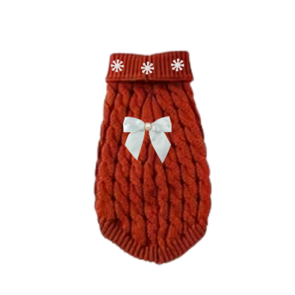 Pearl Bow Cable Knit Dog Sweater – Luxe Winter Petwear