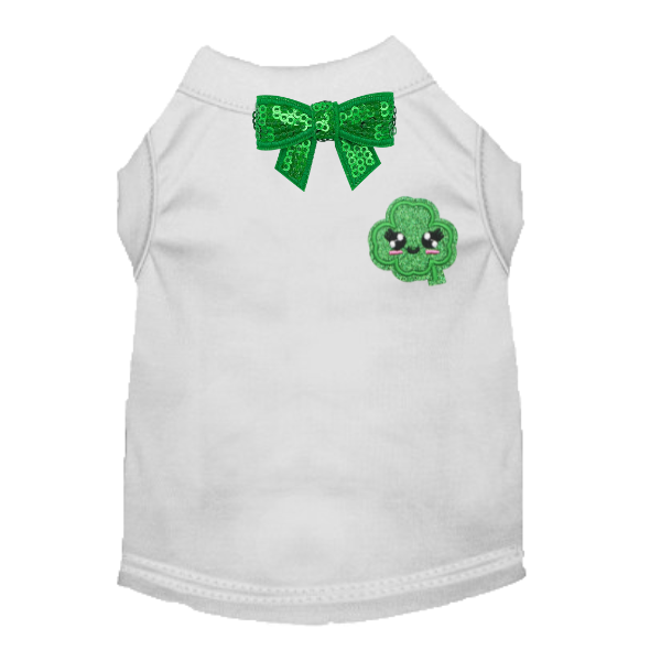 Smiling Clover Dog Tee with Sequin Bow
