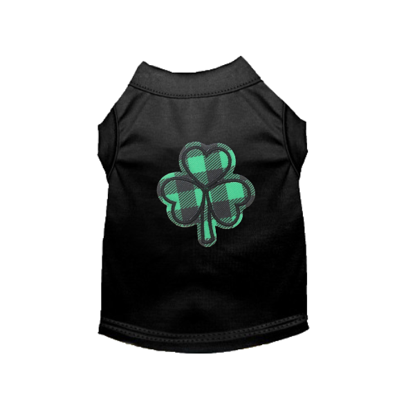 🍀 Buffalo Plaid Clover Dog Tee