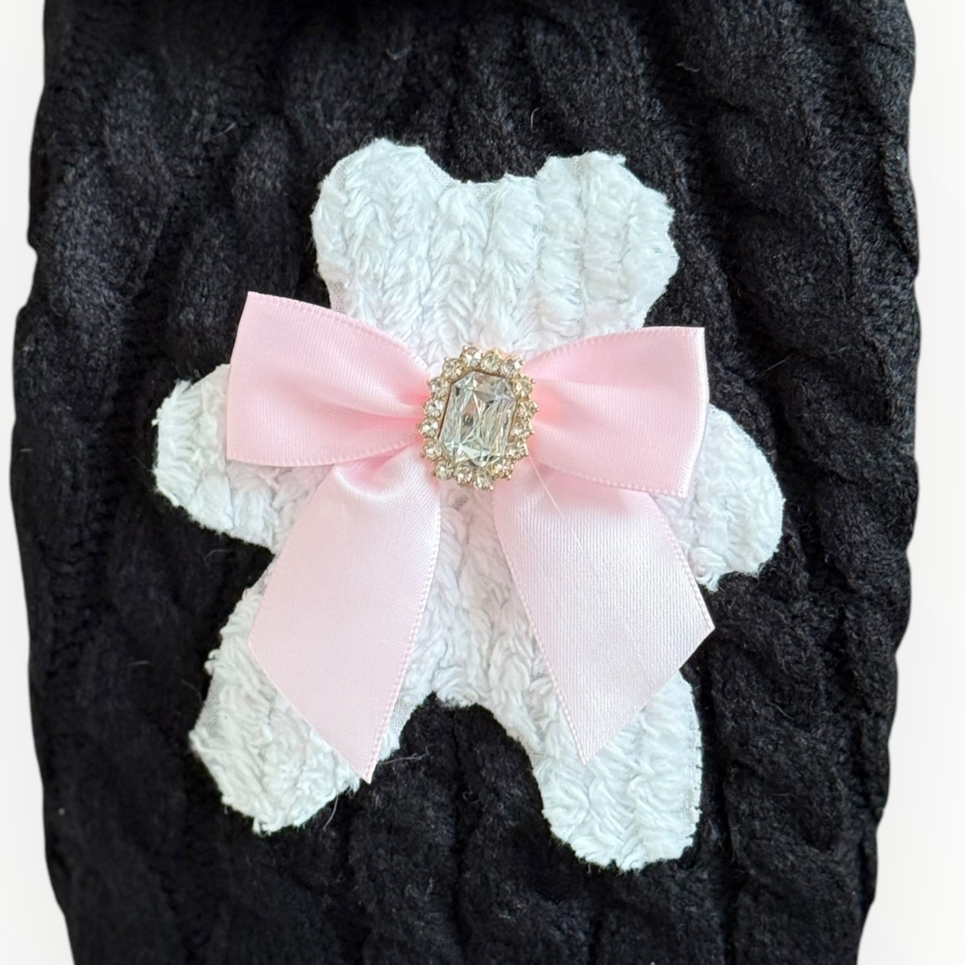 My Fuzzy Bear Bow Knit Dog Sweater