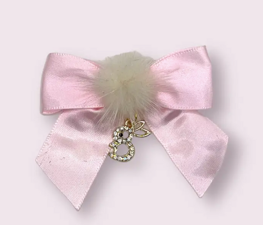 Rhinestone Bunny and Mink Pom Bows