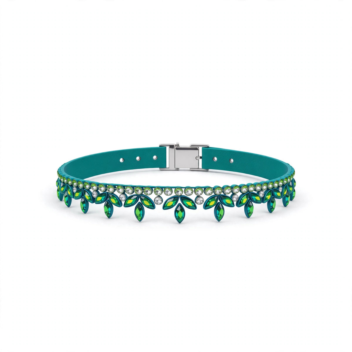 The Laurel Crystal Collar in Emerald - studio product photo