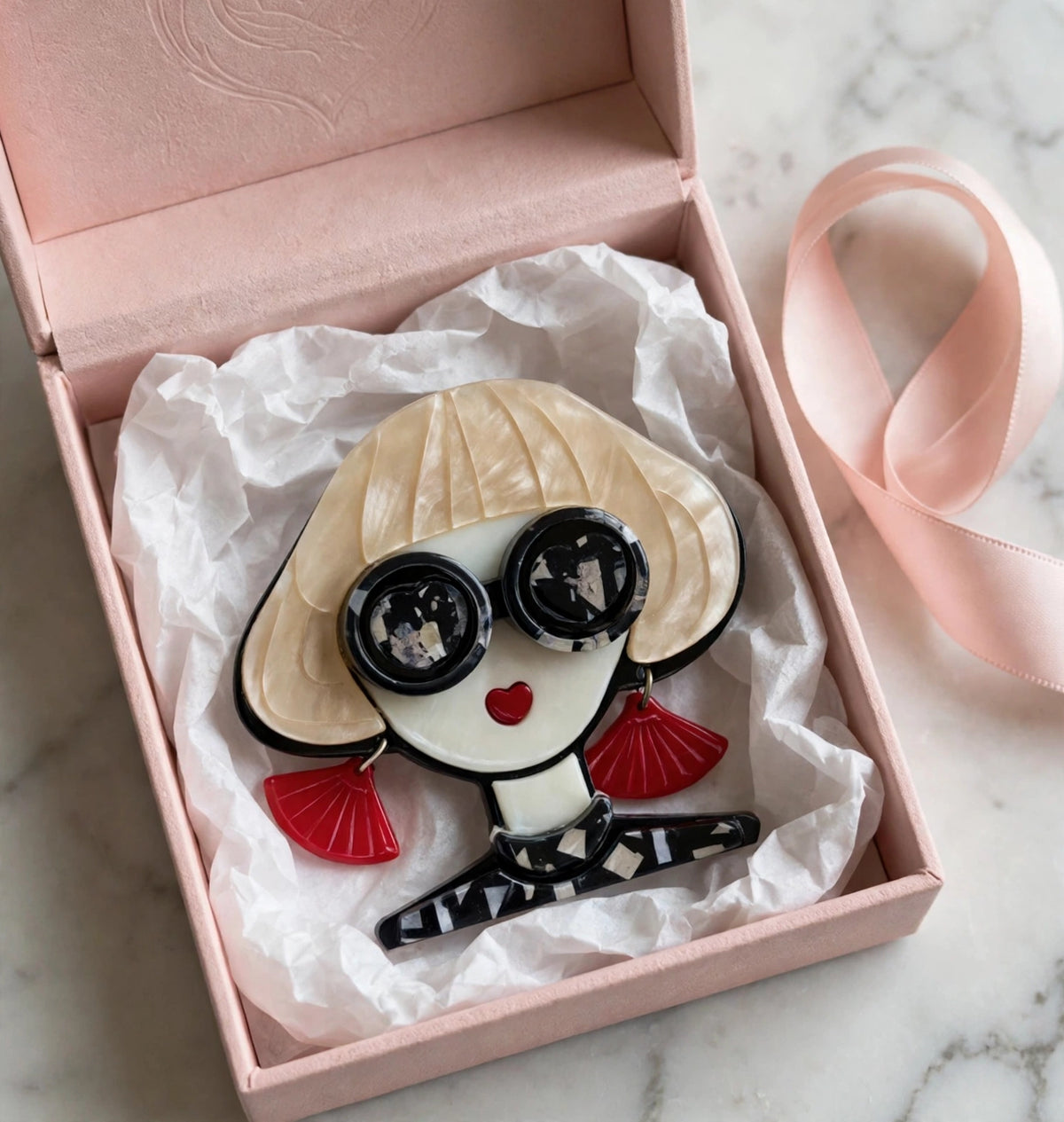Fashionista brooch in a gift box