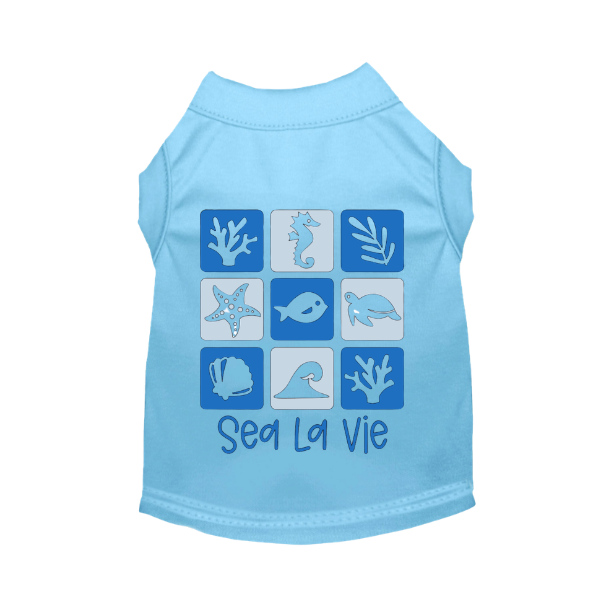 Sea La Vie dog tee in blue