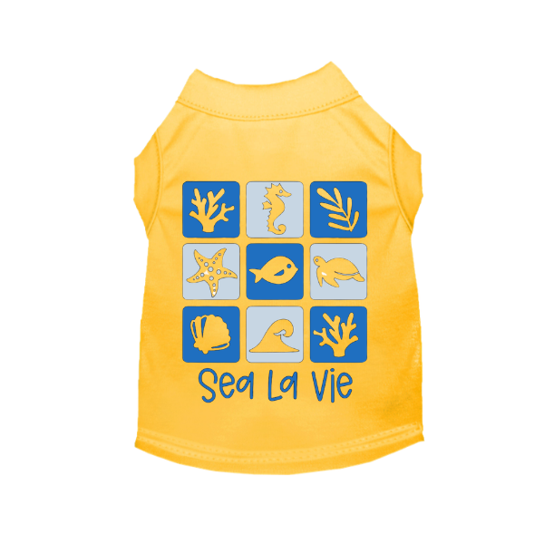 Sea La Vie dog tee in yellow