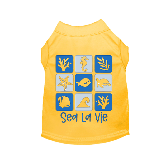 Sea La Vie dog tee in yellow