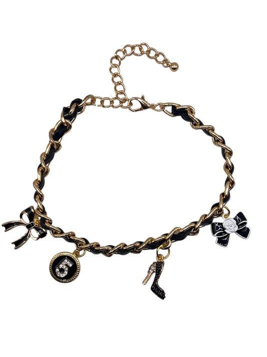 Black and Gold Chain Charms Dog Necklace