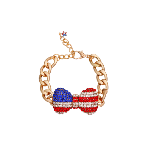 My Patriotic Bow Dog Necklace