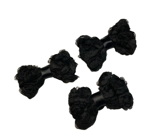 Black Chiffon Rosette Hairbows